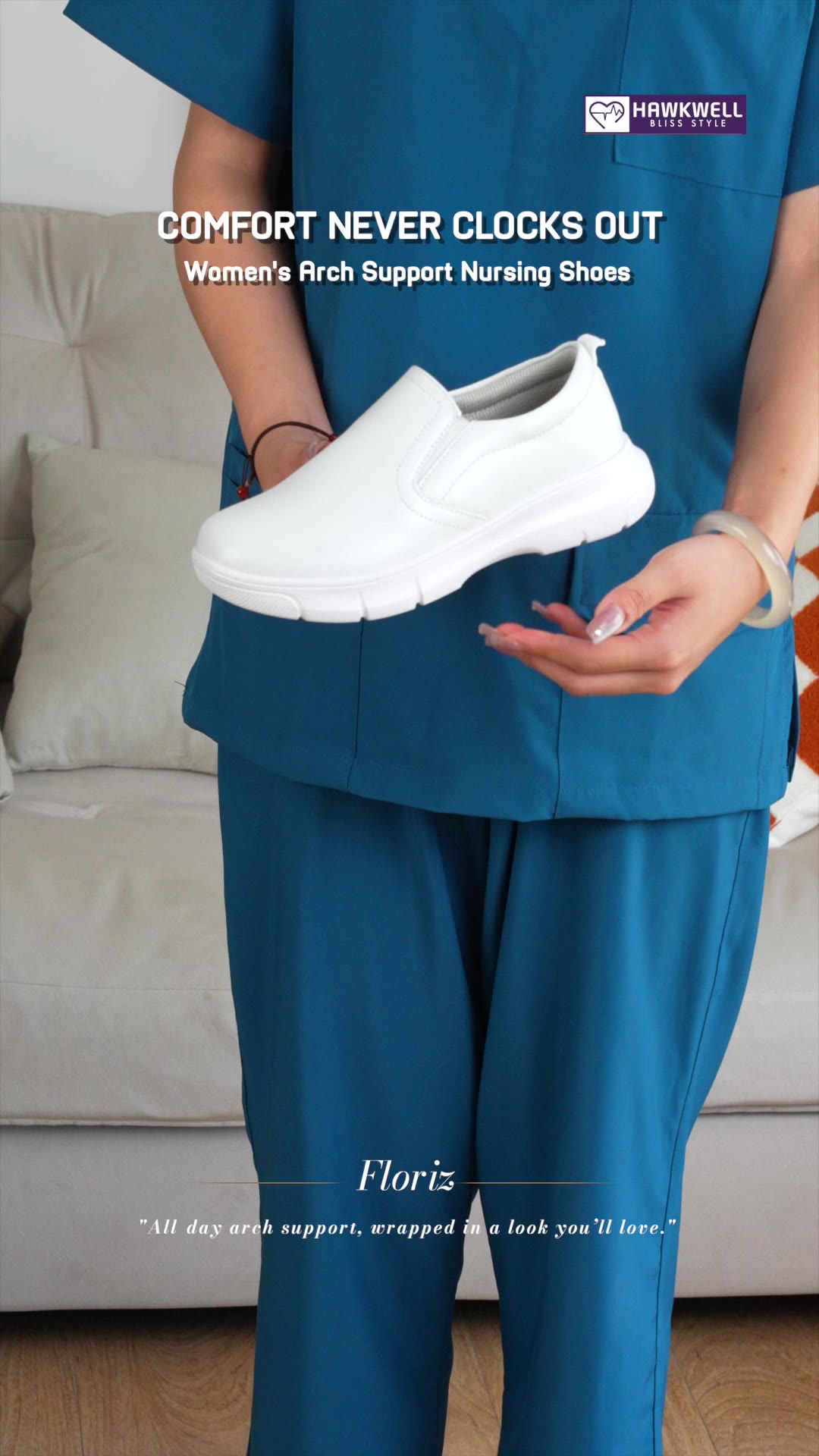 Your basic and practical medical shoes. Suitable for medical workers. The leather surface is waterproof and stain-resistant. Equipped with a soft insole with arch support, it keeps you from getting tired even after long time working. Add to cart now!