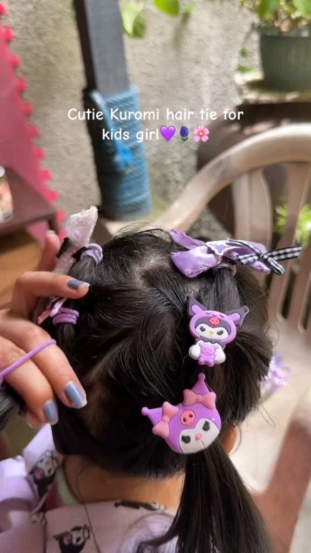 Kuromi hair tie for your kids at school #kuromi #kuromihairtie #kuromihairaccessories #hairaccessories #kidshairclip #giftforchristmas ctto