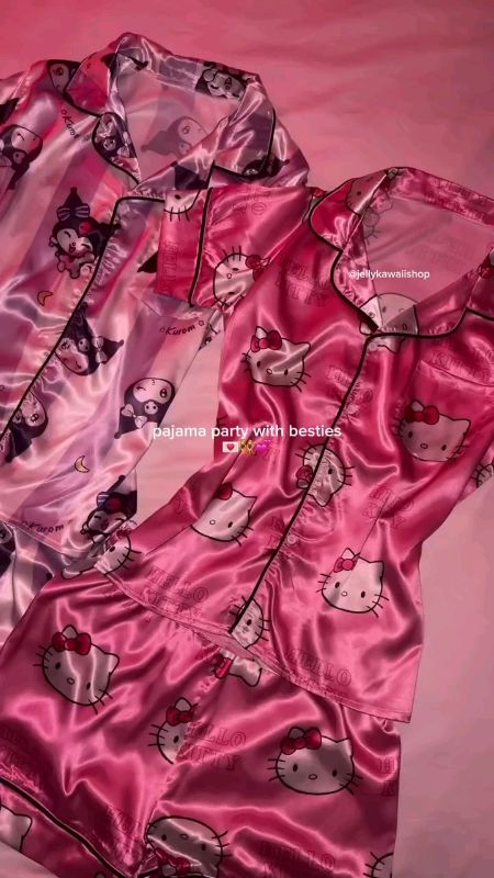 Silk Pajamas Set🎀💖 comfortable to wear💯🫶 #pajamas #silkpajamas #pajamaset #cartoonsleepwear #shopeefinds #ccto #highqual #highquality #shopee