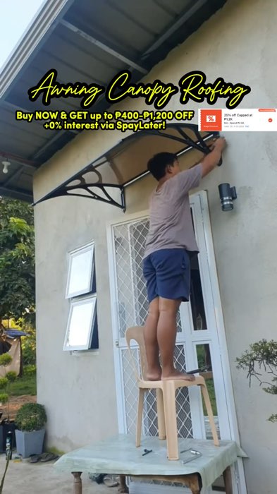 Up to ₱1200 OFF on Awning Canopy Roofing for Door and Windows #Awning #Canopy #DIY #HomeImprovement #FreeCoinsInShopeeVideo #MasMuraSaShopee
