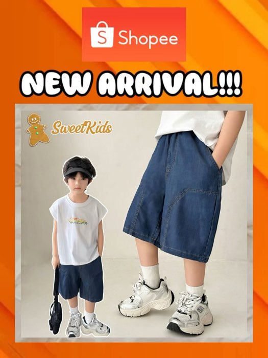 【Sweet Kids】3-14Years Boys Denim Shorts Summer Fashion Soft Comfortable Cropped Pants Casual Pants  #FreeCoinsInShopeeVideo  #MasMuraSaShopee #fyp