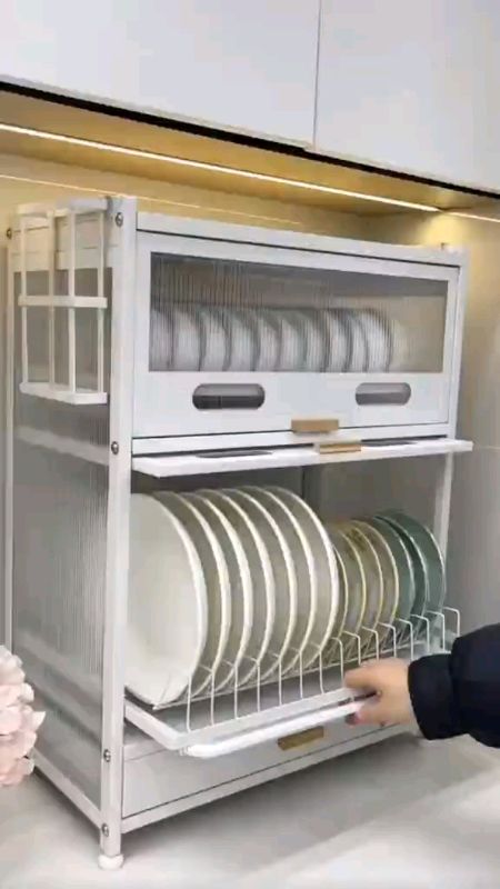 metal kitchen dish rack storage cabinet multi functional kitchen organizer with drainer plate #fyp #ctto #viral #shop #shopee