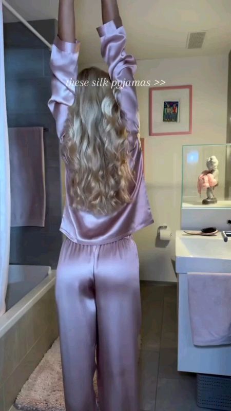 LONG SLEEVE SILK SLEEPWEAR QUALITY 💗 #silksleepwear #sleepwear