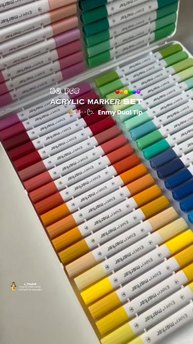 SKIN FRIENDLY, WASHABLE-SAFE AND ODOR-FREE, Enmy Dual Tip Acrylic Marker. E Designed for beginners. #markerpen #acrylicmarker #artists #coloring