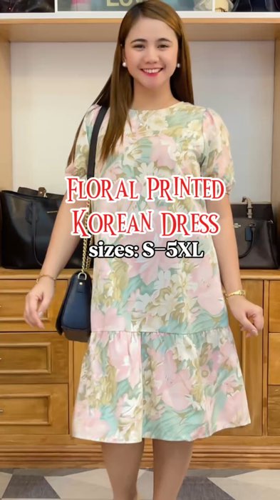 ￼ZANZEA Women Korean Round Neck Flora Printed Short Puff Sleeve Elegant Dress #ChurchDress #mididress #ladiesdress #casualdress #loosedress
