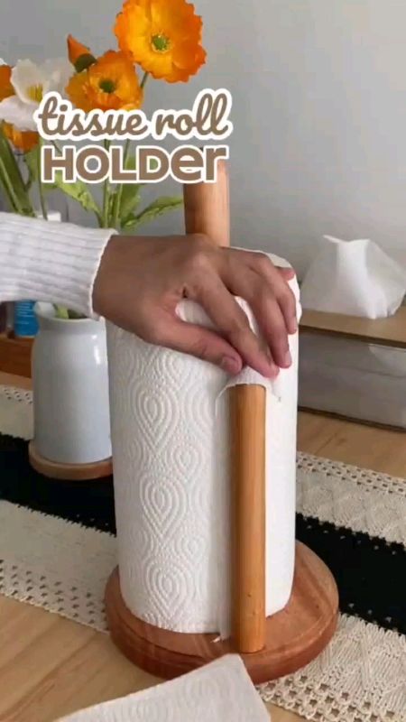 Wooden Paper Towel Holder Countertop Tissue Holder Rack Paper Towel Stand for Kitchen#tissueholder