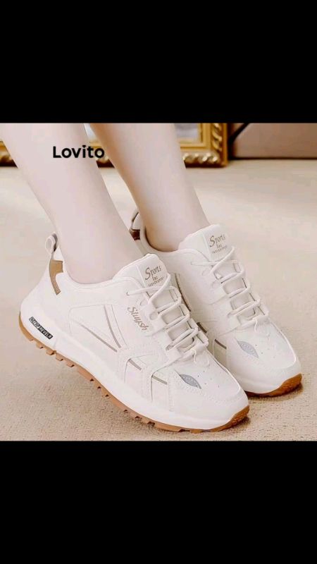 Lovito Women Sporty Plain Breathable Leather Fashionable Versatile Lightweight Running Shoes Students Sneaker LFA55315 #HugotSaShopee