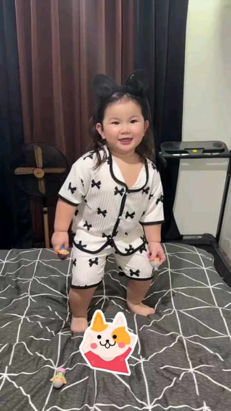 KIDS summer Ice silk HOMEwear Set Girls short sleeve TOP+SHORT #Affordable #Freecoinsinshopeevideo