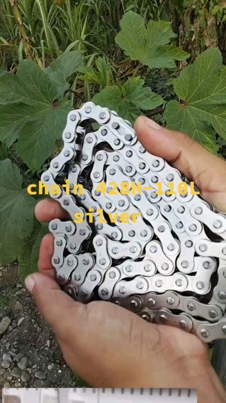 #Chain 428H-110L/120L/130L Super Heavy Duty Plates Silver Motorcyles Chain#FreeCoinsInShopeeVideos
