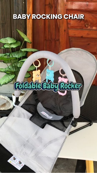 Foldable Baby Rocker Portable Newborn Bouncer with Toys Adjustable Seatbelt Helps Sleep Easy Clean #FreeCoinsInShopeeVideo #MasMuraSaShopee