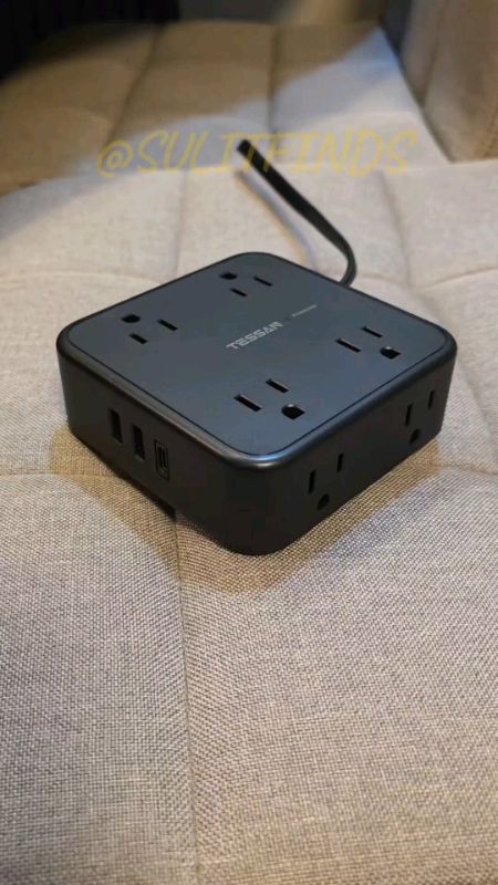 TESSAN Extension Wire with USB+Type C,Flat Plug Power Strip Portable Extension Cord High Quality #extensionwire #tessan #TESSANExtensionWire