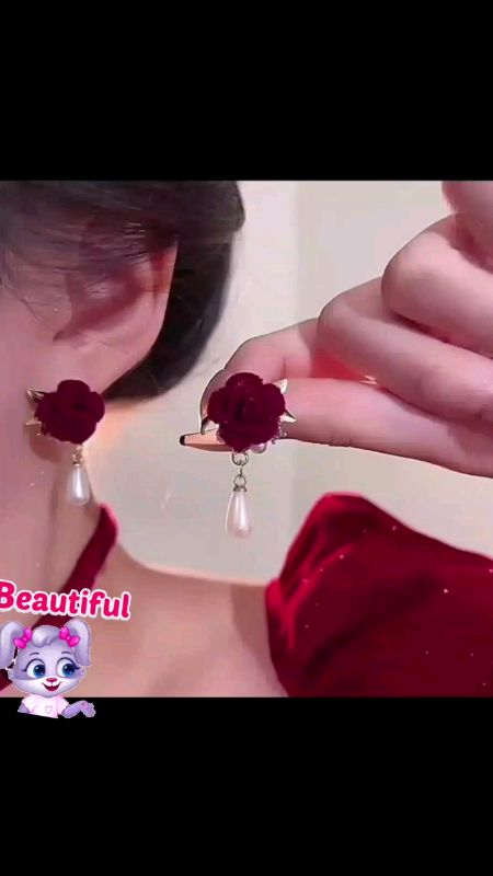 red rose earrings #flowerearrings #redearrings #Fashion #jewelry #hikaw #accessories #EarStuds #women #MasMuraSaShopee #FreeCoinsInShopeeVideo #fyp