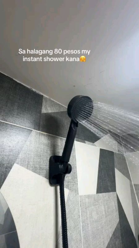 BATHROOM BLACK PRESSURIZED SHOWER SPRINKLER HEAD SET with 1.5  HOSE and NON PUNCHING HOLDER ABS MATERIAL #ADJUSTABLESHOWERHEADforHIGH&LOWWATER