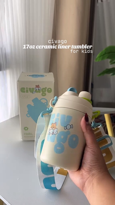 ￼CIVAGO（17oz）Vacuum Insulated Tumbler with Straw Large Capacity Ceramic Coffee Mug for Students Kids #fy #fyp #MasMuraSaShopee #FreeCoinsInShopeeVideo
