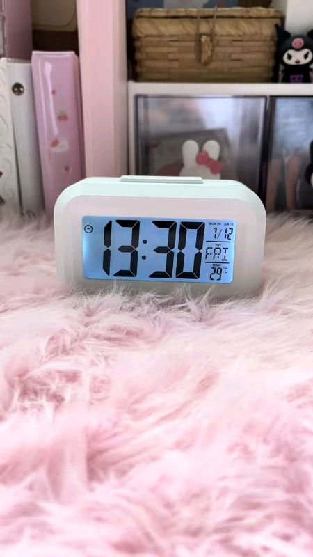 Cute LED Digital Snooze Electronic Alarm Clock Backlight Time Calendar Thermometer#alarmclock#masmurasashoppe #freecoinsinshoppevideo