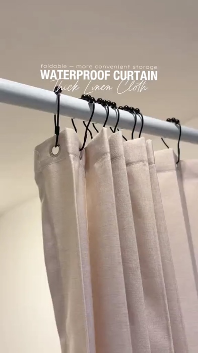 Elegant Aesthetic Thick Shower Curtain Makapal Waterproof Bathroom Curtain Linen Cloth 🤍✨ #curtain #showercurtain #waterproof #fyp #foryou Download