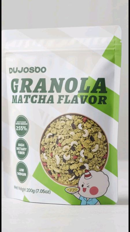 DUJOSOO  Granola oatmeal Matcha flavor Add Cashew Nuts Halal food Baked oats 200g