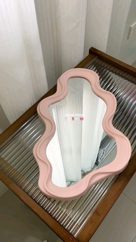 Ins Cloud Makeup Mirror Wall-mounted Bathroom Mirror Decorative Mirror Funky Desktop Dressing Mirror #mirror #pink #fyp