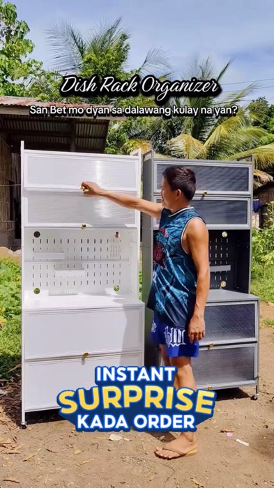 #MasMuraSaShopee ￼Kitchen Storage Cabinet Dustproof Organizer Rack Multifunctional Stainless Electrical Equipment Rack
