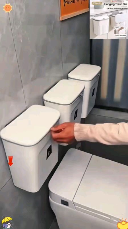 CHIT Multi-Size Hanging Trash Can With Cover Wall-Mounted Garbage Bin Trash Bin For Kitchen Bathroom #MasMuraSaShopee #trending #fyp