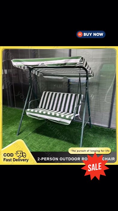 ￼Two-Person Outdoor Swing Hammock Chair with Stand Outdoor Rocking Chair Home Hammock Adult Swing