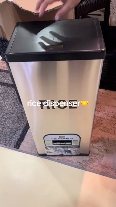 Household storage rice 10kg/15KG/25KG Automatic Rice Storage Moisture Stainless steel Rice Dispenser. #freecoinsashoppe #masmurasashoppe #hugotsashopp