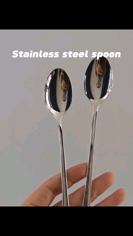 #Stainless Steel Long Handle Spoon Stirring Gourd Spoon Measuring Oil Spoon Silver Seasoning Spoon