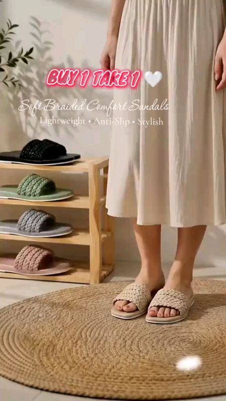 BUY 1 TAKE 1 Women's Fashion Braided Slides | Flat Sandals for Indoor/Outdoor Use（+1 size）#ShopeePHPaydaySale #MasMuraSaShopee #trending #fyp #viral
