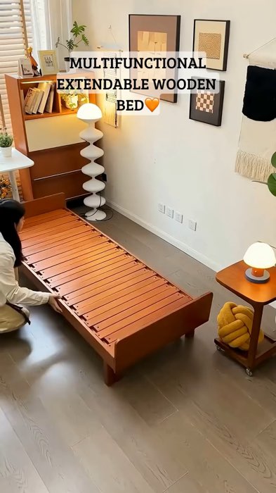 Multifunctional Extendable Bed Pull-out Bed For Small Rooms🧡💕 #FreeCoinsInShopeeVideo #MasMuraSaShopee #extendable #foldablebed #sofabed #wooden