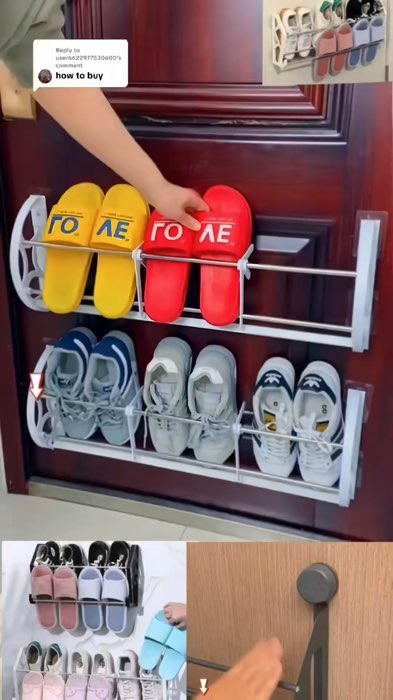 63cm Wall Mounted Shoe Organizer Slippers Rack Behind the Door Hanging Shoe Storage Rack #FreeCoinsInShopeeVideo #HugotSaShopee #MasMuraSaShopee