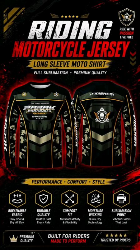 Black camouflage print long sleeve riding jersey na casual style. #CamouflageJersey #RidingJersey #MotoJersey #LongSleeveMoto #EnduroShirt