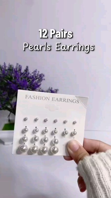 12 Pairs/Set White Simulated Pearl #Earrings Set Women Jewelry On Ear Temperament female earrings