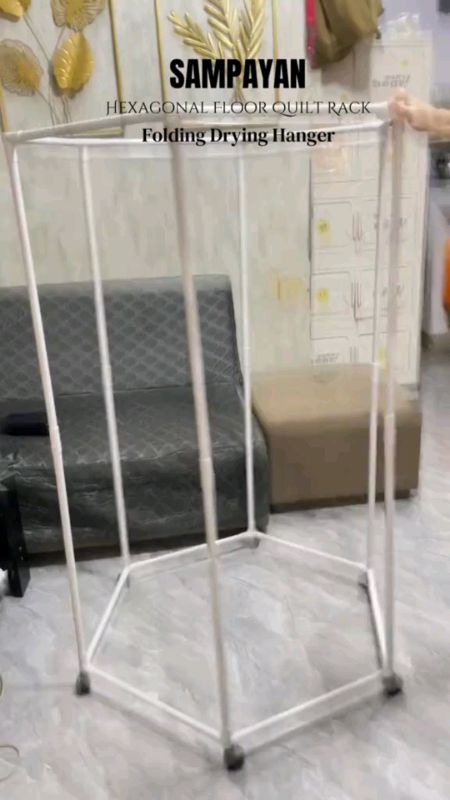 Floor Quilt Rack Bold Easy To Put Drying Rack Balcony Folding Hanger Dormitory Rod Hanger Hexagonal