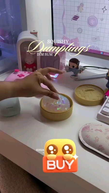 2026 Glitter Dumpling Squishy Toy,Slow Rising Soft Squeeze Ball with Cute Expressions Sensory Fidget,Cute Bao Bun Fidget Toy with Steamer Box for Anxi