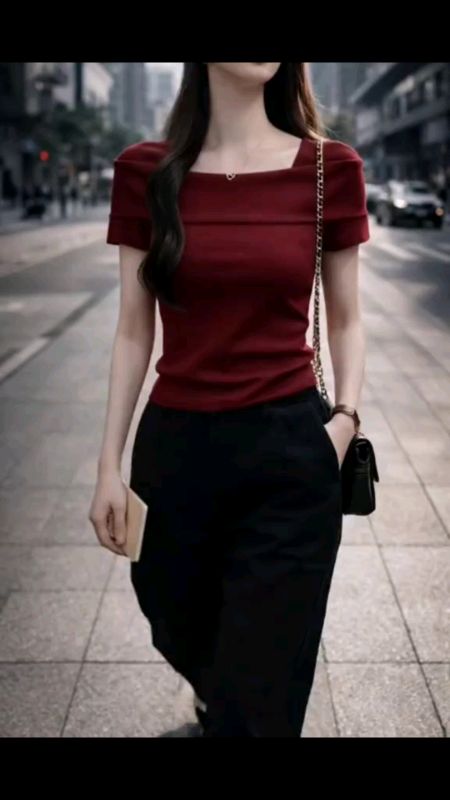 New Niche All-Match Temperament High-End Solid Color Design Sense One-Shoulder Threaded Top Fashionable Off-the @-#angdalidalisashopee #MasMurasaShope
