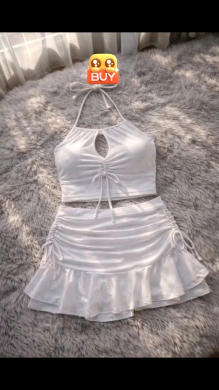 #DBS KARINA Halter Top with Skorts Terno Cotton Spandex Fabric SMALL to SEMI-LARGE Casual Sexy Korean