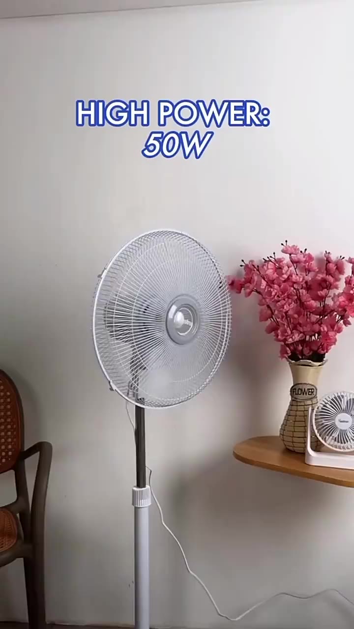 16" Aluminum Industrial Electric Stand Fan, High Performance Three Speed (Golden Eagle GSF-16F)