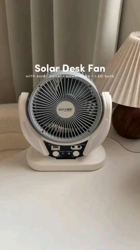 Jiditech 6 inch Solar Fan With LED Light Built-in LED Bulb Large Wind Quiet Portable Desktop Fan#trend #ShopeePHPaydaySale #MasMuraSaShopee #FreeCoins