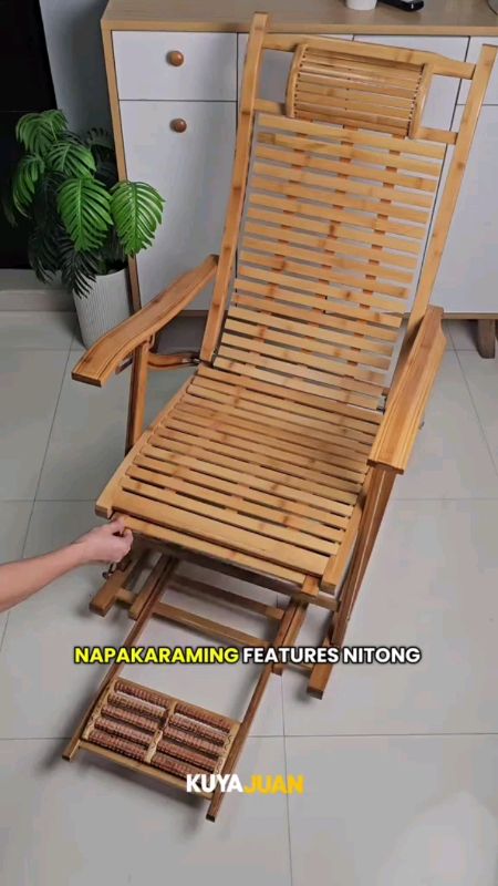 One chair but feels like a whole spa experience at home 😭✨ perfect pang relax after work #RockingChair #recliningchair #foldable #bamboochair
