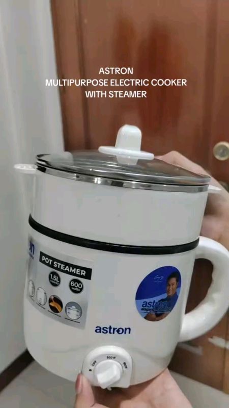Astron Multi-Cooker & Pot Steamer -White | 1.5L Capacity | 600W | Non-Stick Teflon