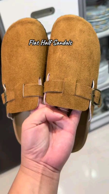 STOMPION Sandals For Men And Women Leather Clogs Unisex Flat Half Sandals Couple Casual Outdoor