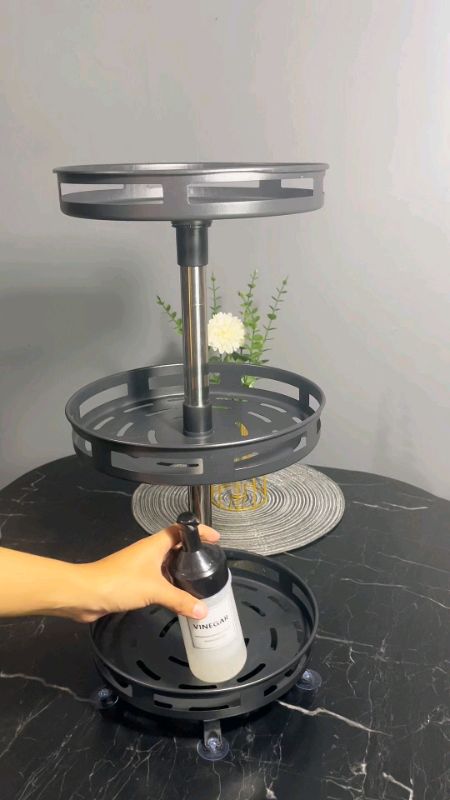 360° Rotating Adjustable Spice Rack Heavy Duty 1-3 Tier Layer Kitchen Condiments Organizer. #spicerack #condimentsorganizer #FreeCoinsInShopeeVideo