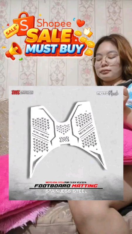ELITE SERIES CLICK V2/V3/V4 STAINLESS PLATE FOOTBOARD MATTING #fyp #MasMuraSaShopee #sale #bigdiscount #freevoucher #viral #trending #motorcycle