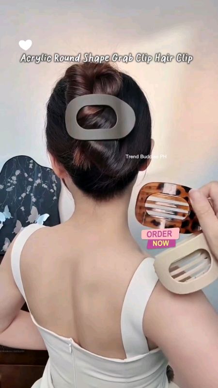 Acrylic Round Shape Grab Clip Hair Clip Back Hairpin Headwear for Women Girls Duckbill Hairclip #duckbillclip #duckbillhairclip #hairaccessories #clip