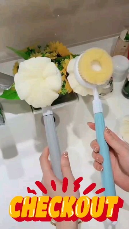 2in1 Sponge Long Soft Hair Bath Brush
