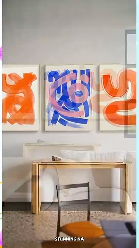 #Duet with 75ckebzjpb Gawing mas vibrant ang iyong living room gamit ang modernong orange canvas print wall art! #ShopeeVideo #fyp #OrangeArt