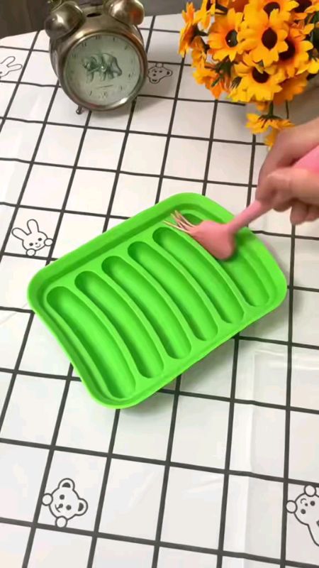 Silicone Sausage Mould 6 Grids Ham Hot Dog Making Tray Cake Baking Molds with Lid#Sausagemould#6grids#Makingtray