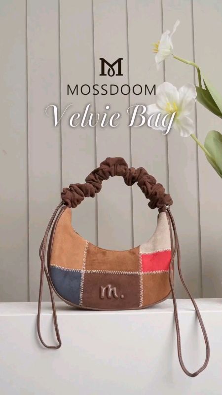 #MOSSDOOM Women's Bag Velvie Bag Colorblock All-match Multifunctional Retro Lightweight Pleated Adjustable Strap Suede Shoulder Bag Cross#fyp