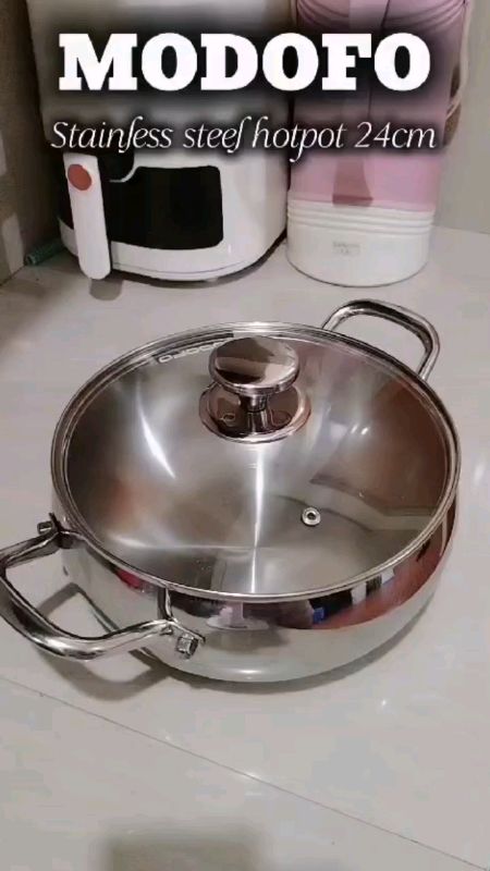 316 Stainless Steel Hot Pot Non-stick Double Ear Frying Wok Pan Kitchen Induction Deep Saute Pan♥️ #XtraChallenge