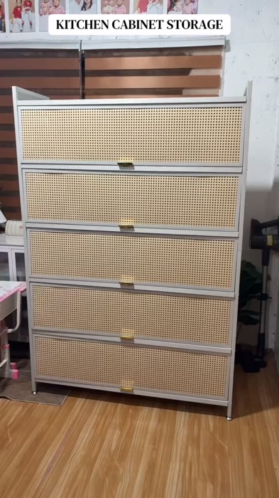 vintage rattan storage cabinet  thick  carbon steel flip door organizer ang ganda marami ka ng malalgay na gamit sa bahay❗️#cabinetstorage